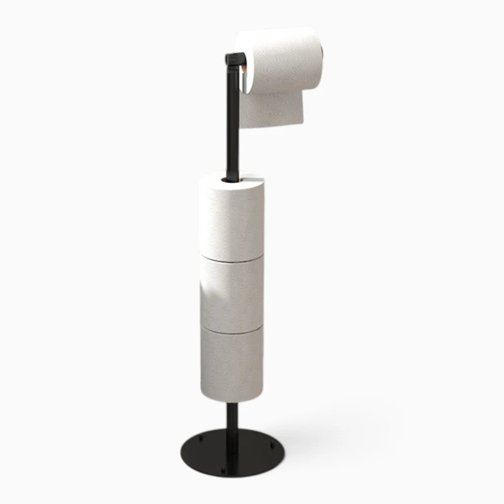 Support papier toilette sur pied noir pratique et discret
