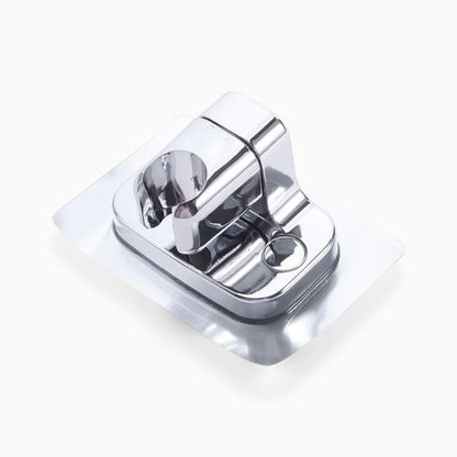 Support orientable pour pommeau de douche en finition gris maintenant la tête de douche