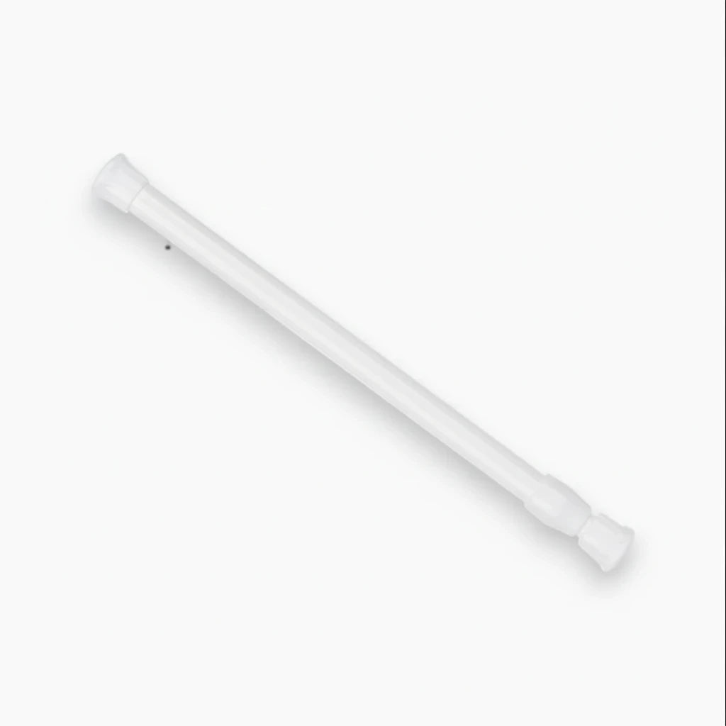 Barre de rideau de douche extensible à système télescopique fixée entre deux murs de salle de bain