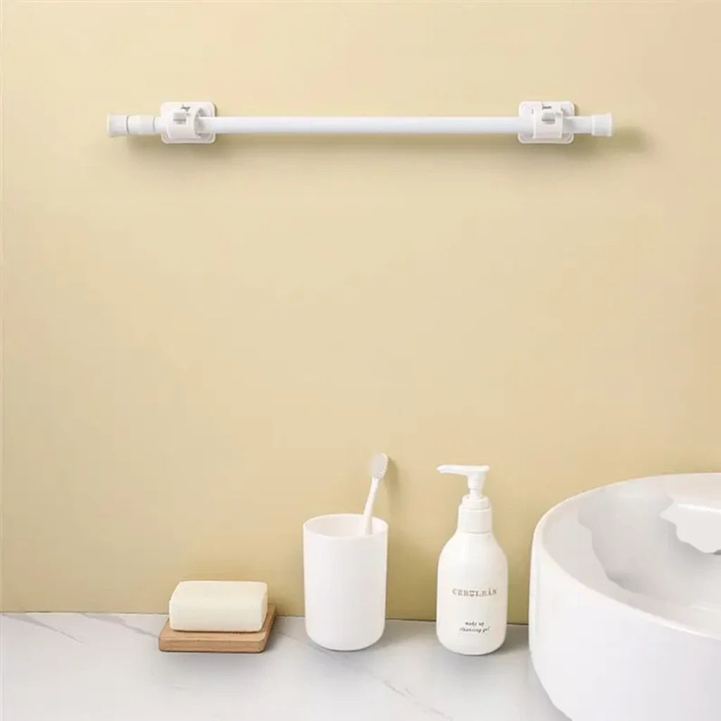 Barre rideau de douche extensible en métal chromé brillant adaptable à différentes largeurs