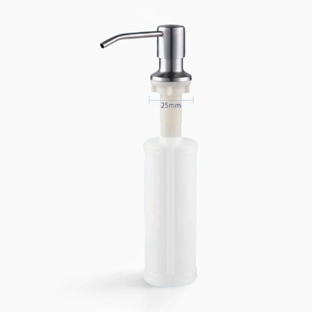 Distributeur de savon sans contact en inox avec réservoir transparent et dosage précis