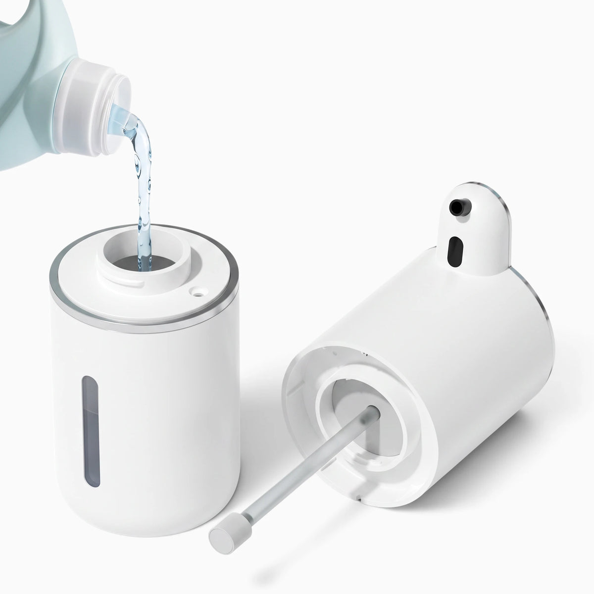 Doseur mousse savon électrique blanc rangement discret salle d'eau