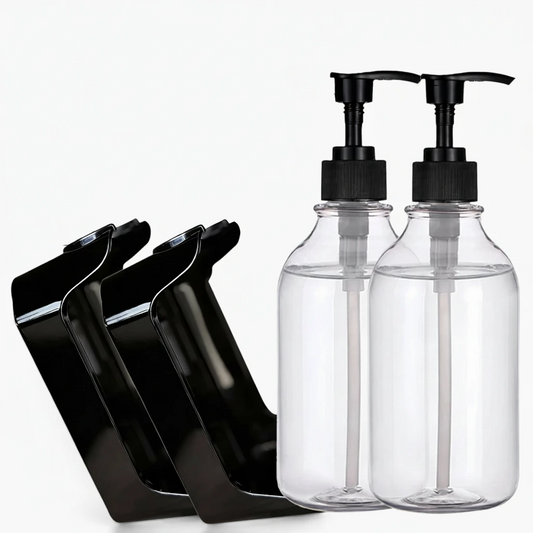 Distributeur de savon mural rechargeable blanc avec trois compartiments transparents pour douche
