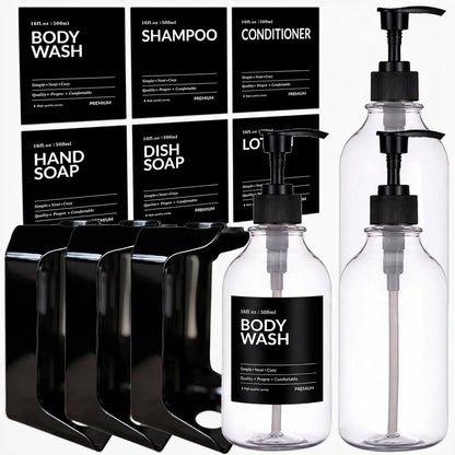 Rangement mural pour produits de douche avec parois transparentes et système de recharge pratique