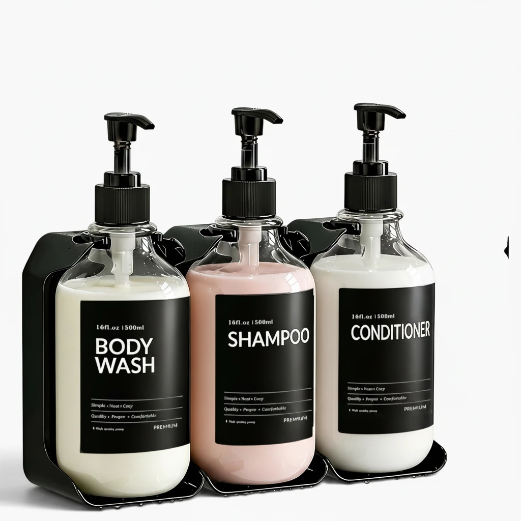 Accessoire salle de bain mural rechargeable trois chambres pour shampoing gel douche après-shampoing