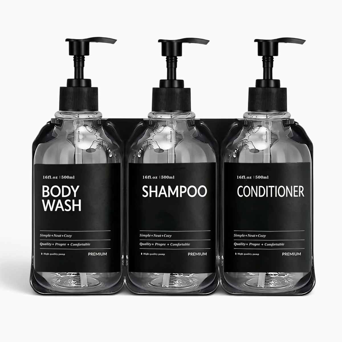 Présentoir mural douche transparent compartimenté pour produits nettoyants réutilisable