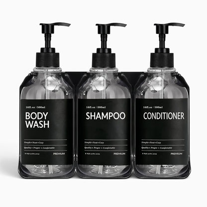Présentoir mural douche transparent compartimenté pour produits nettoyants réutilisable