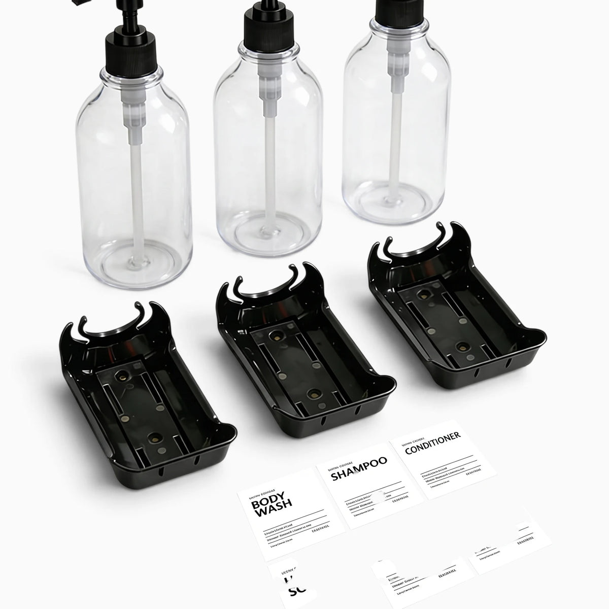 Distributeur adhésif mural slim douche trois cartouches rechargeables design épuré