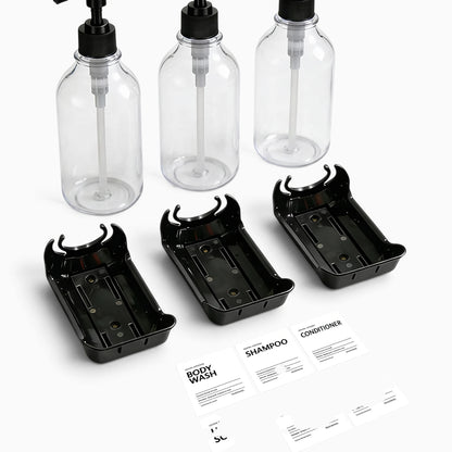 Distributeur adhésif mural slim douche trois cartouches rechargeables design épuré