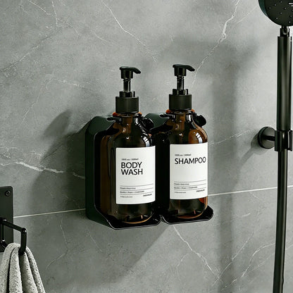Distributeur savon mural sans perçage installé dans une salle de bain