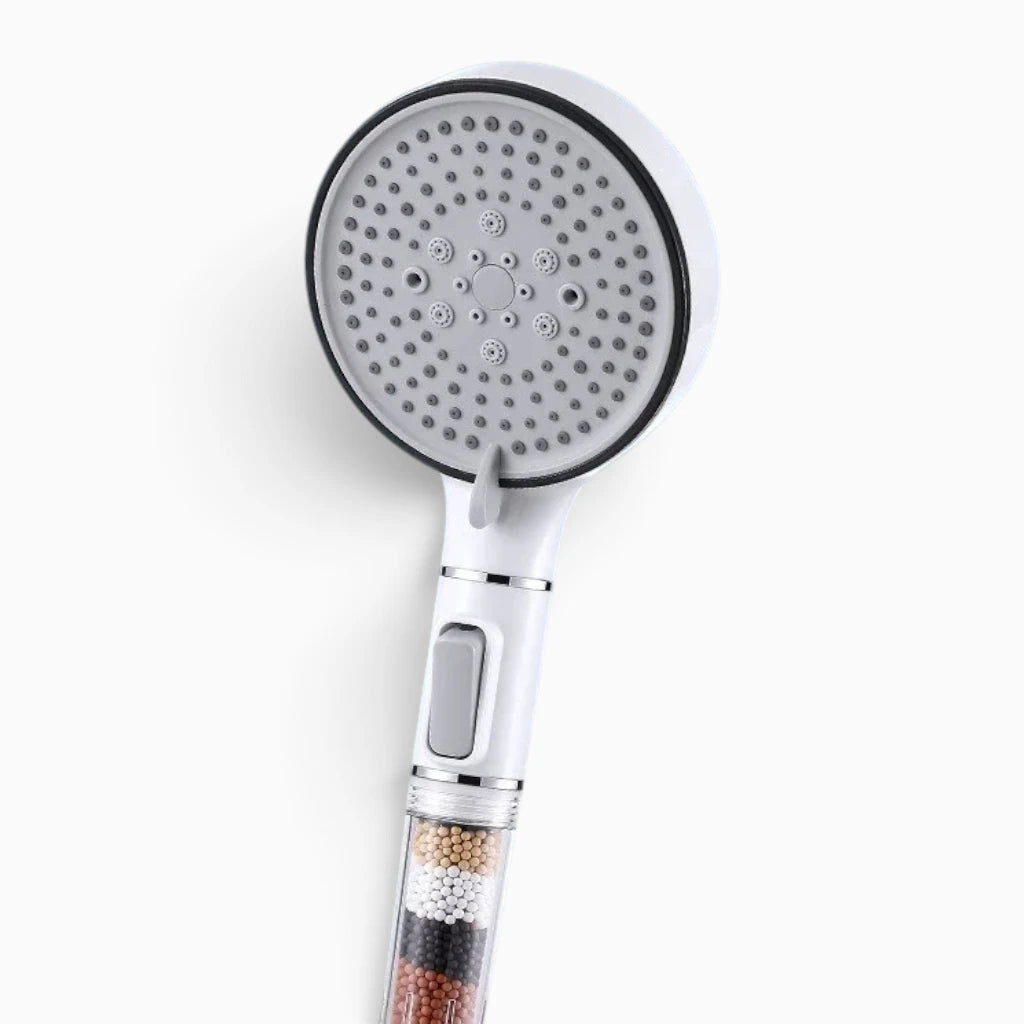 Tête de douche avec système de filtration et cartouche amovible au sulfite de calcium