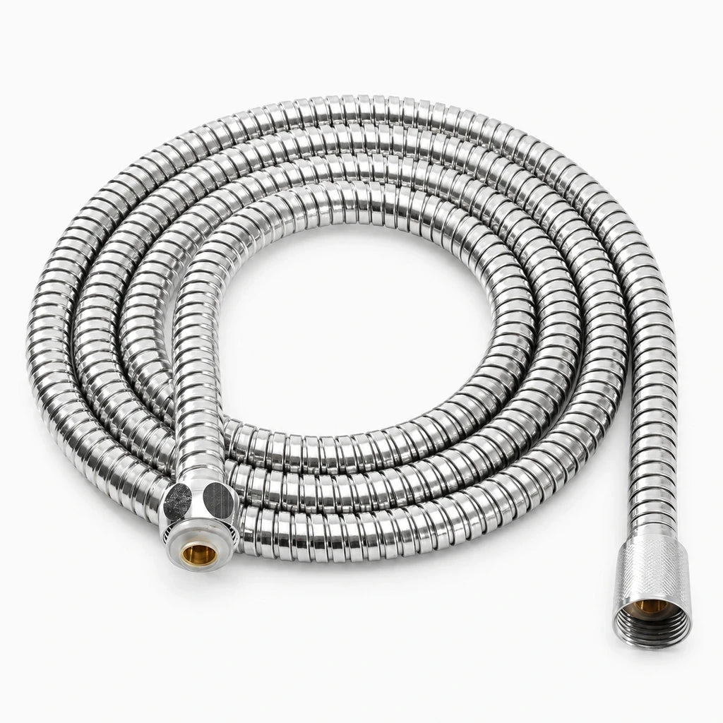 Flexible de douche 2m en acier inoxydable chromé avec raccord G1/2 pouces