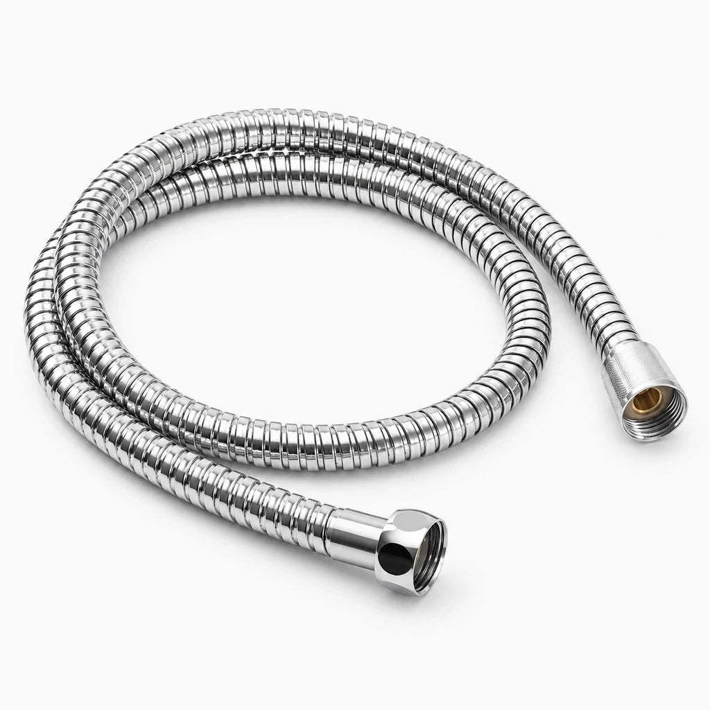 Flexible de douche 2m installé entre robinet et pomme de douche