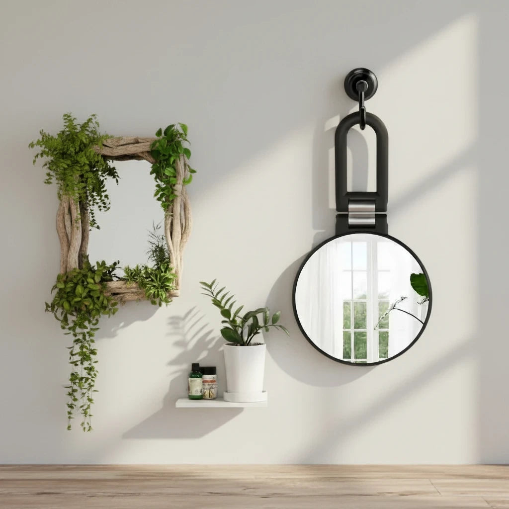 Miroir grossissant de voyage accroché au mur, format compact