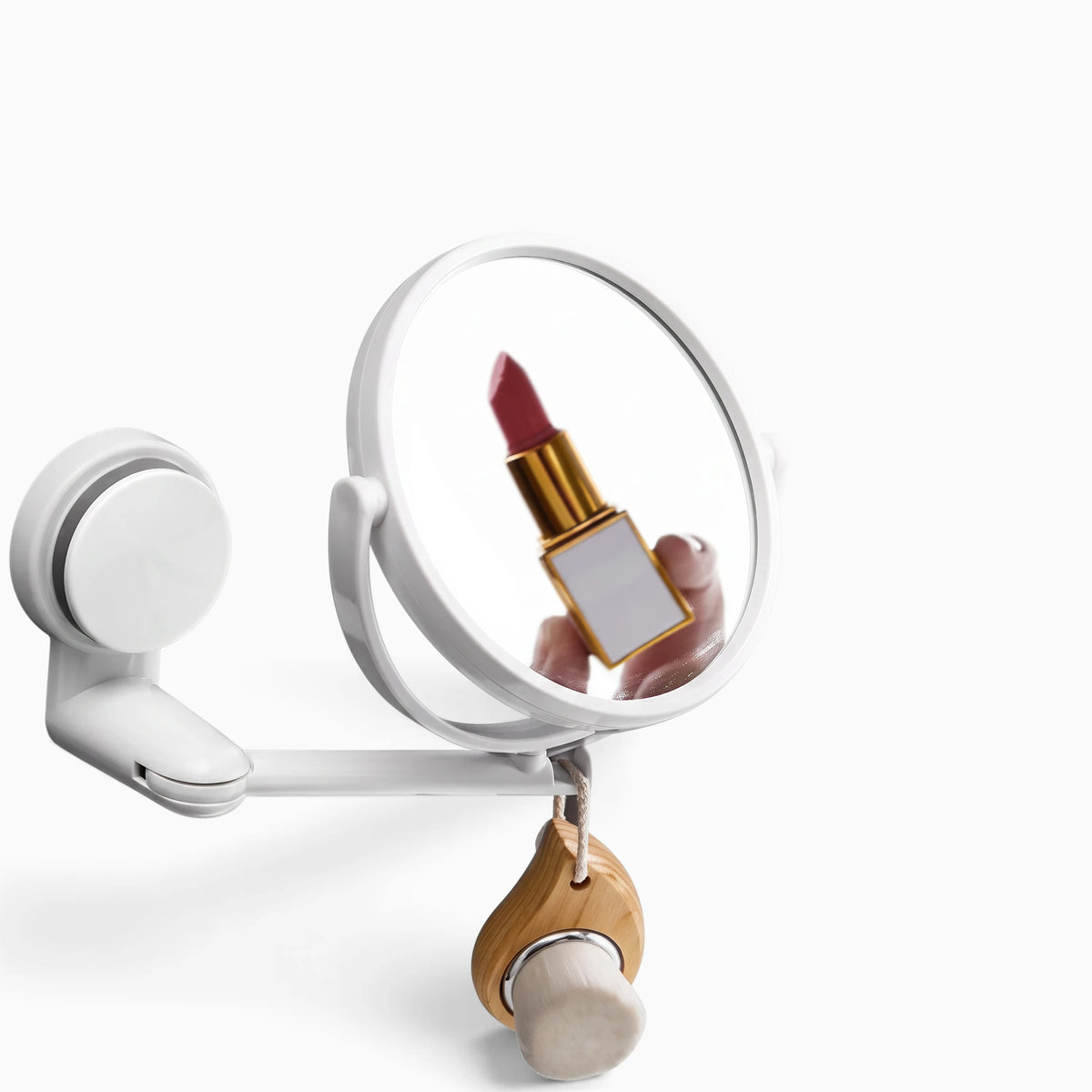 Miroir grossissant 3X pour maquillage précis et soins du visage, finition blanche épurée