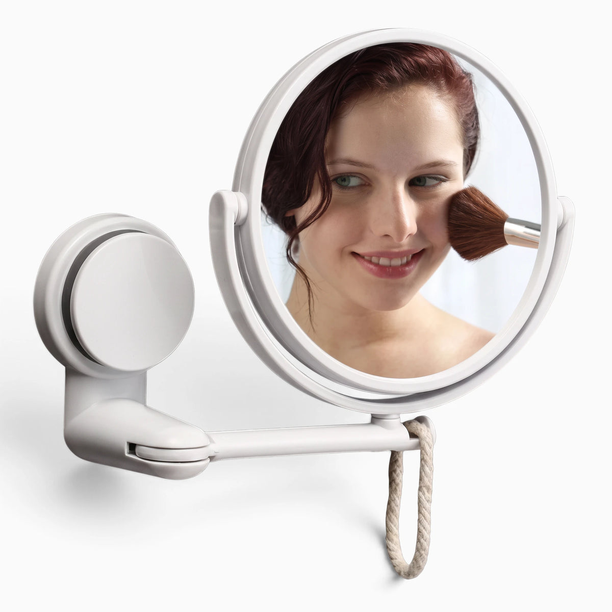 Miroir salle de bain grossissant mural compact, ajustable en angle selon les besoins