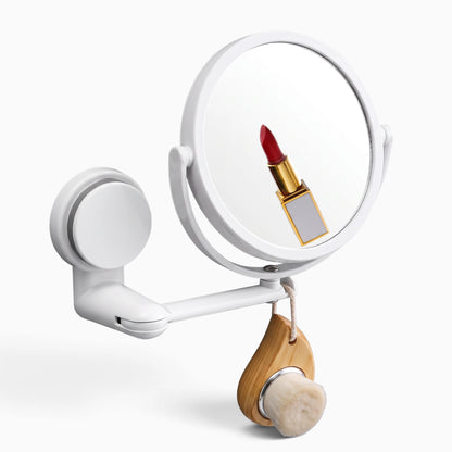 Détail du miroir grossissant à grossissement 3X avec vue standard intégrée en finition blanche