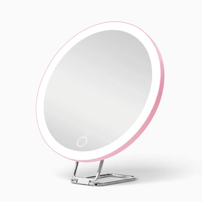 Miroir grossissant pied rose avec lumière intégrée et socle robuste
