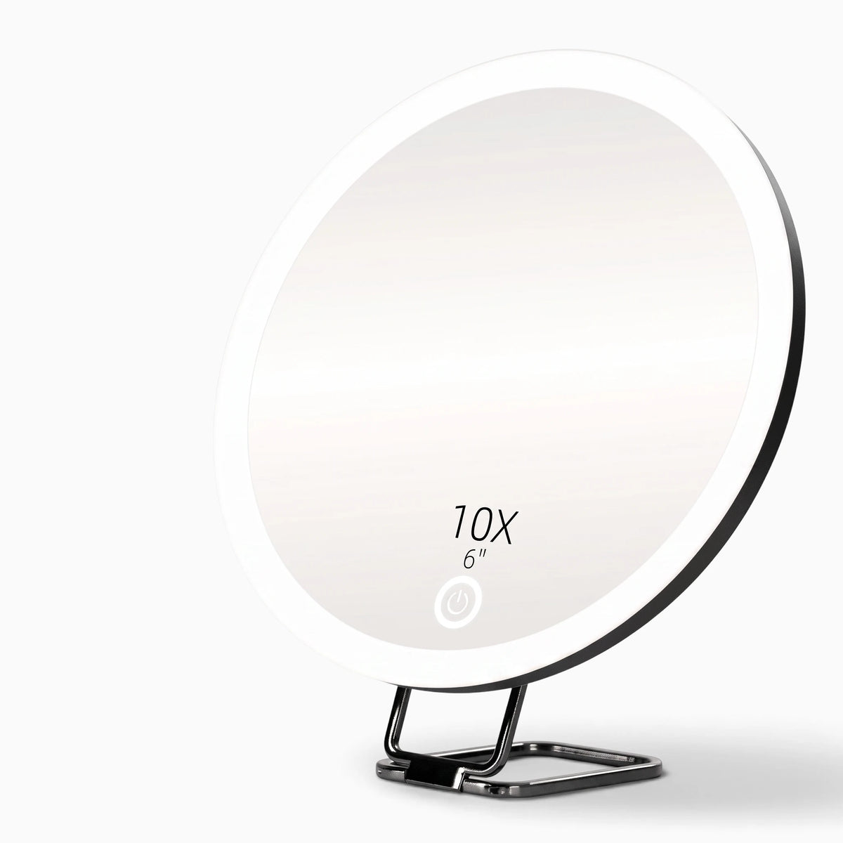 Miroir grossissant pied blanc avec éclairage LED et bras flexible