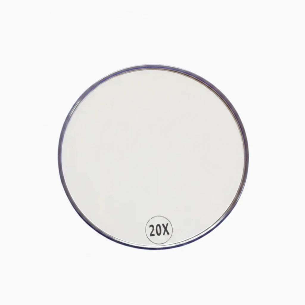 Reflet détaillé dans miroir grossissant ventouse, noir, pour maquillage et soins