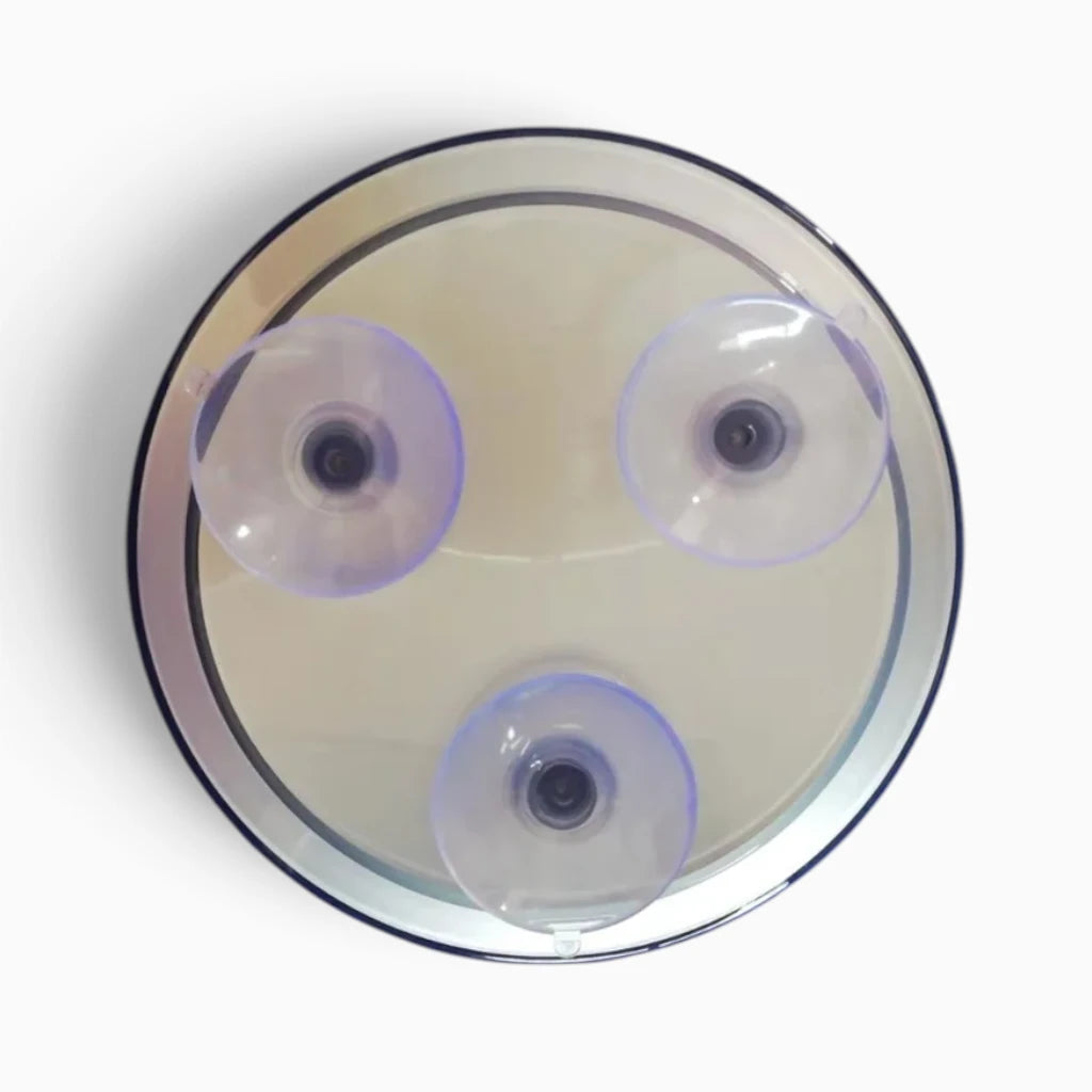 Miroir grossissant à ventouses blanc, pose rapide sans outils sur miroir de salle de bain