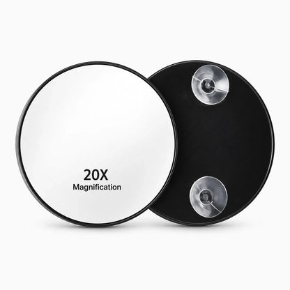 Miroir grossissant x30 avec ventouse fixé sur surface lisse pour épilation et soins de précision
