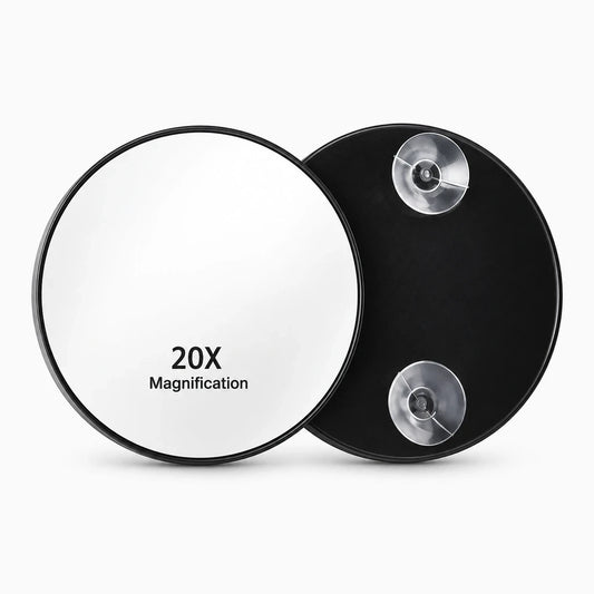 Miroir grossissant x30 avec ventouse fixé sur surface lisse pour épilation et soins de précision