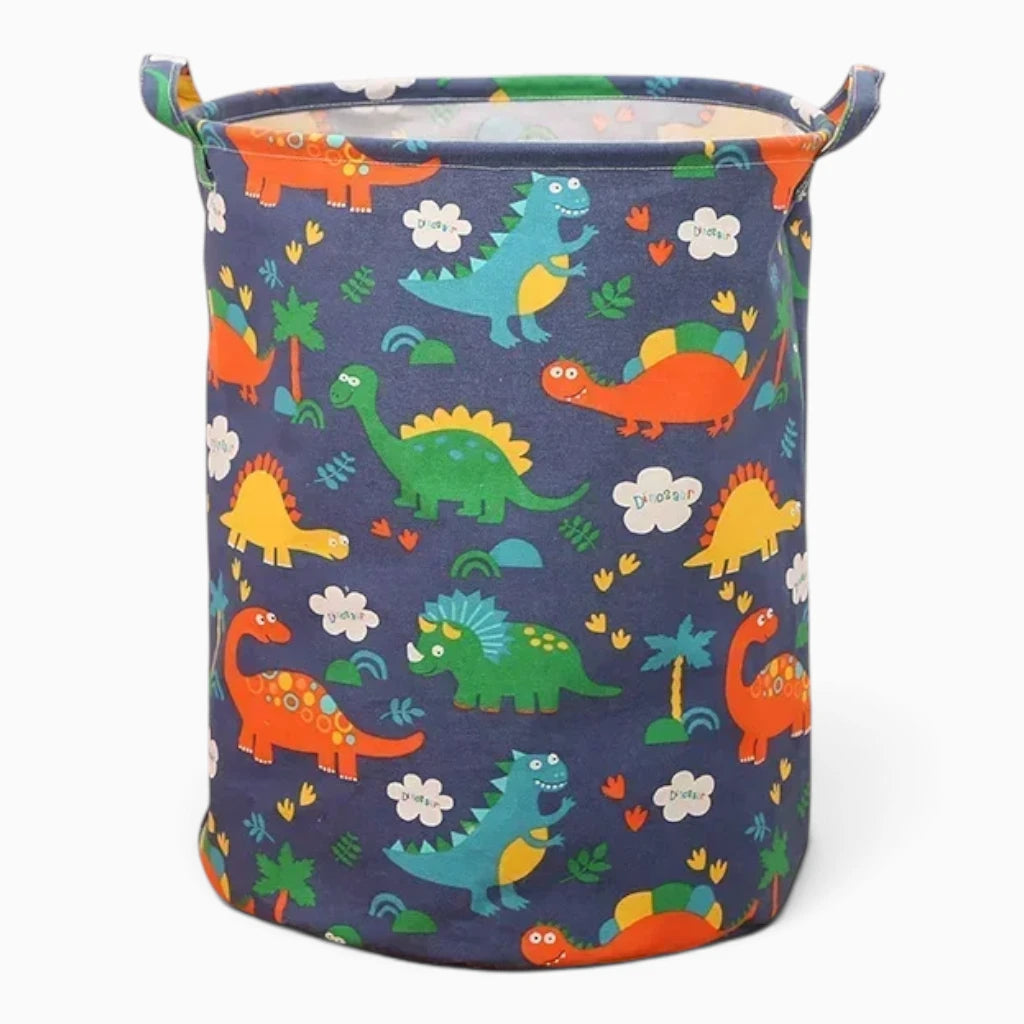 Panier à linge bébé en coton lin écru, structure pliable pour chambre d'enfant
