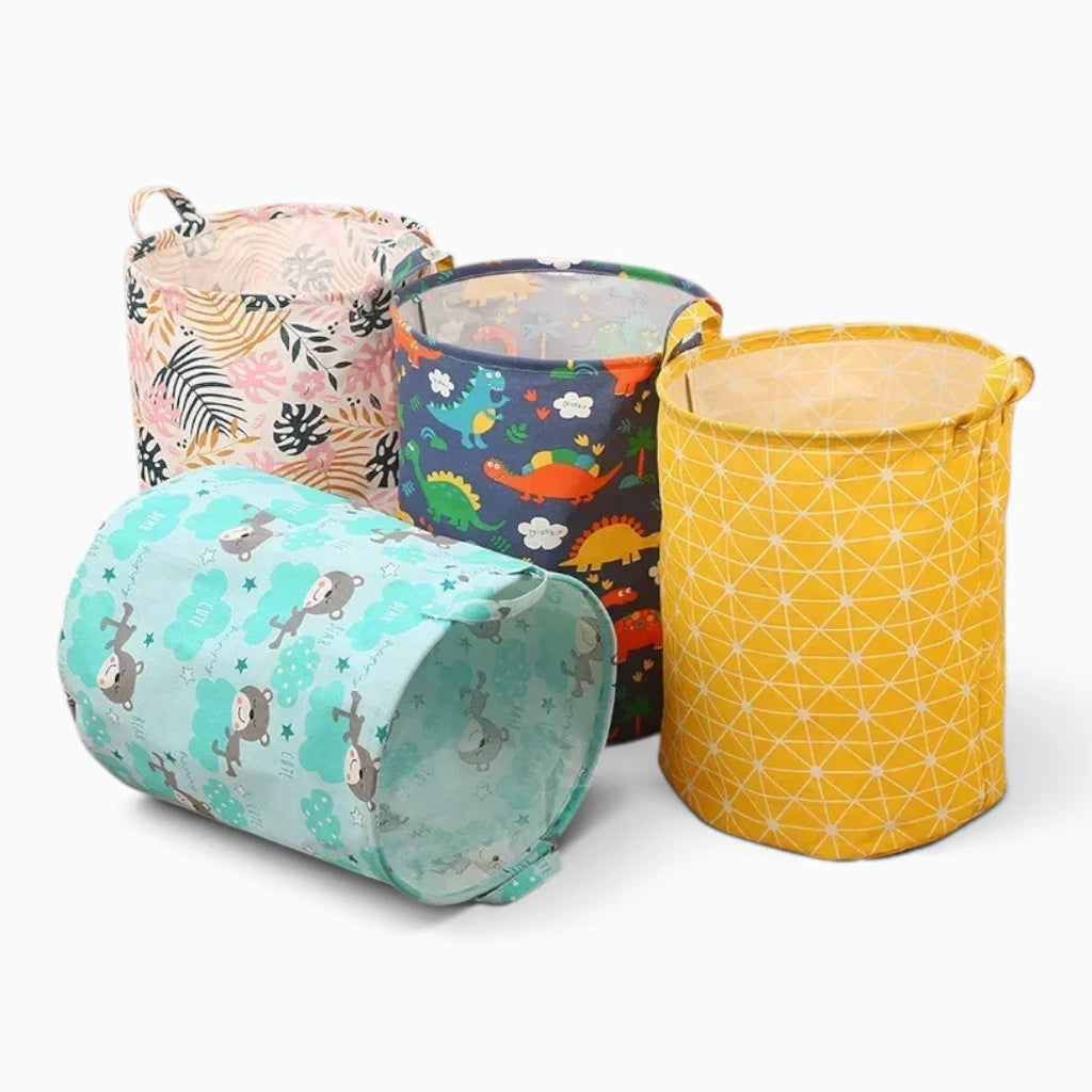 Panier rangement bébé imprimé fleuri, style épuré épousant la décoration intérieure