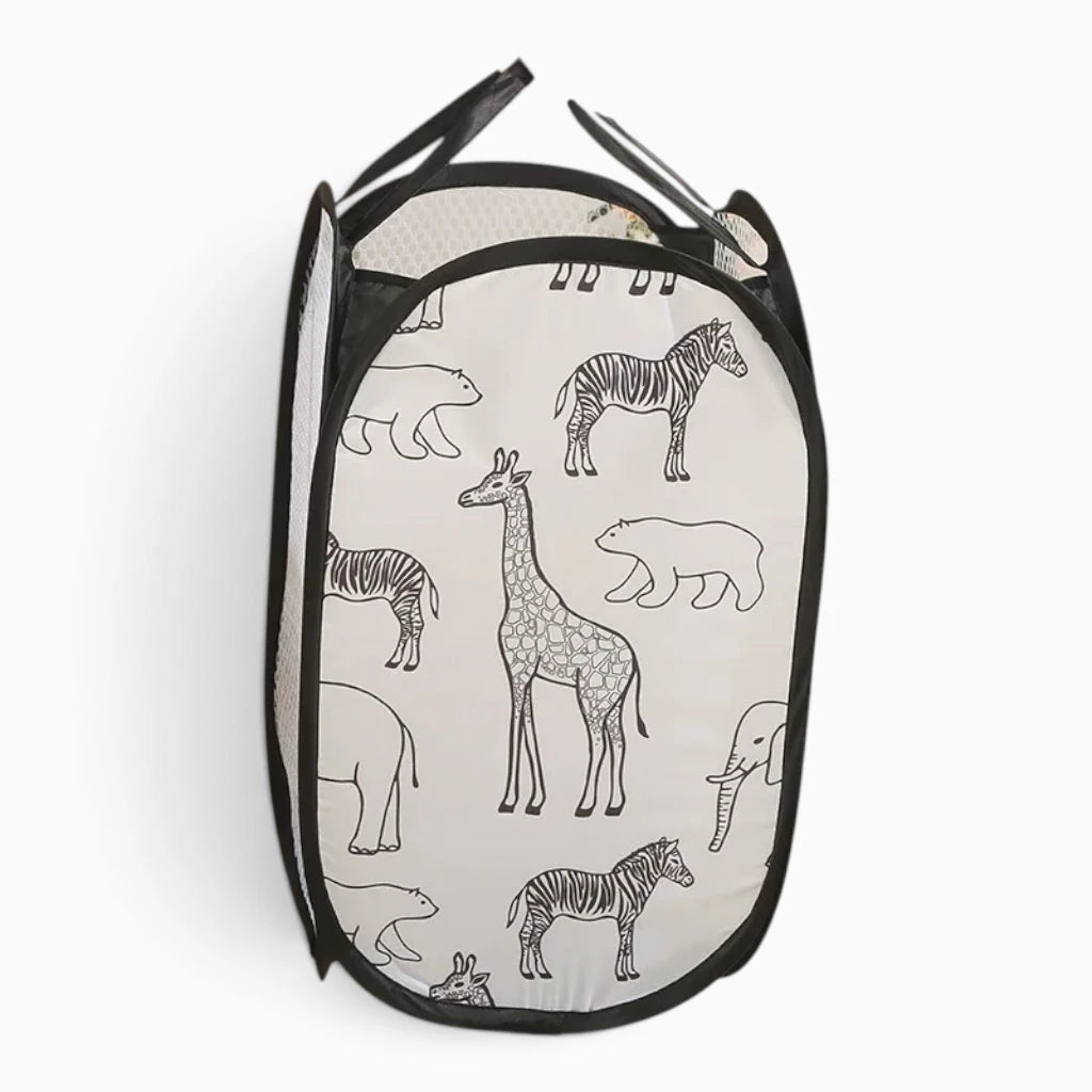 Panier rangement pliant léger et souple, maille nylon beige pour intérieur discret