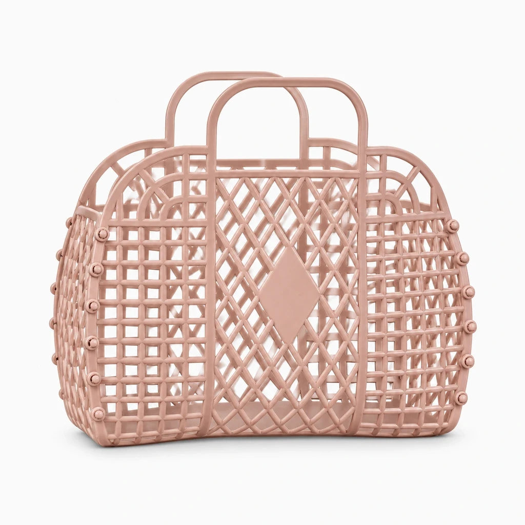 Panier de douche coloris marron rosé, parois ajourées en plastique