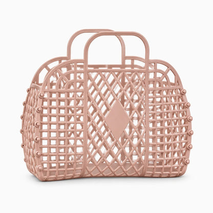 Panier de douche coloris marron rosé, parois ajourées en plastique