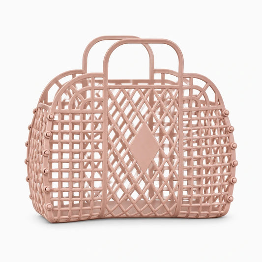 Panier de douche coloris marron rosé, parois ajourées en plastique