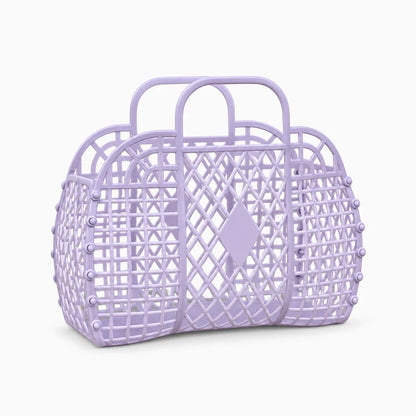 Panier de douche violet lilas en plastique ajouré avec deux anses