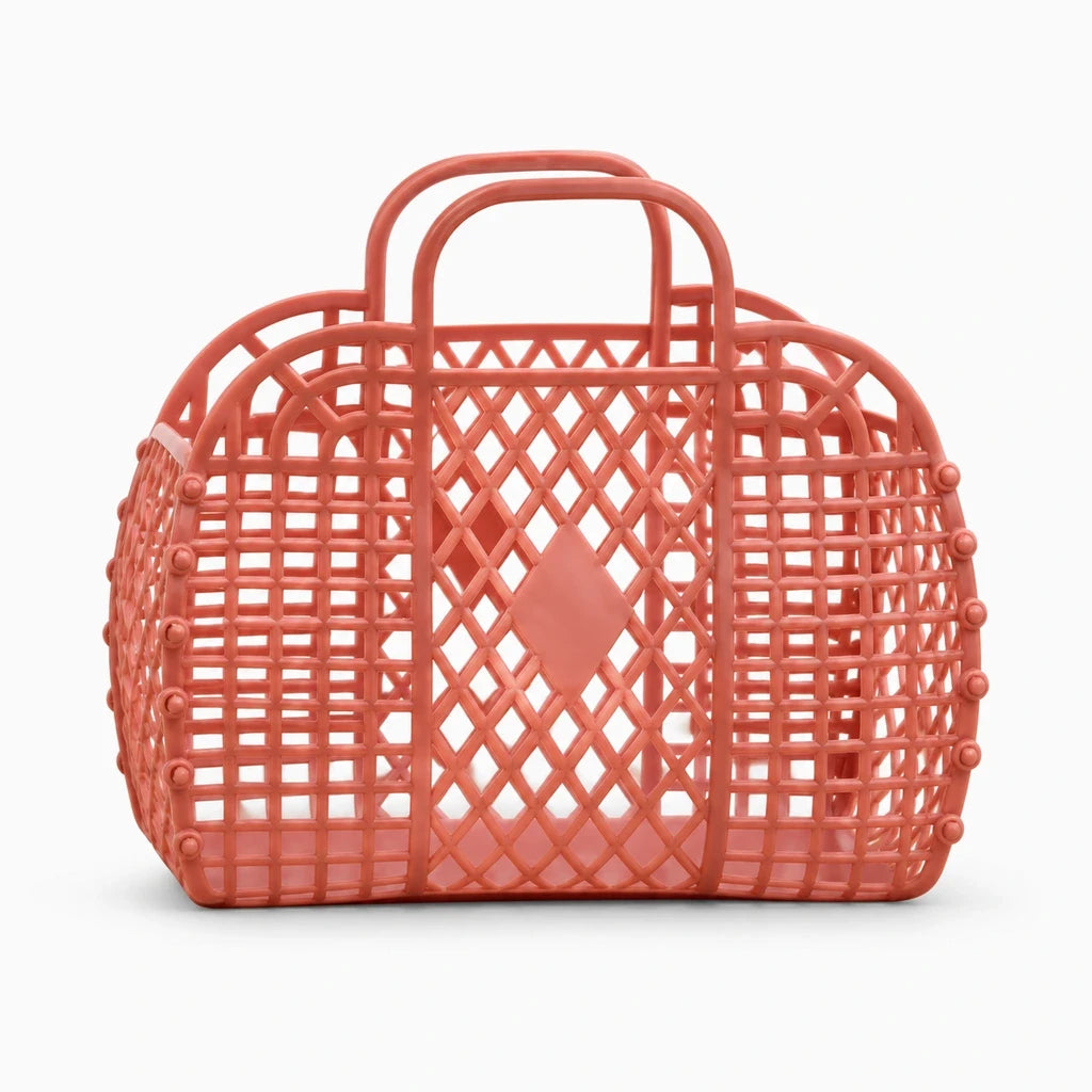 Panier de douche rouge brique à structure creuse en plastique