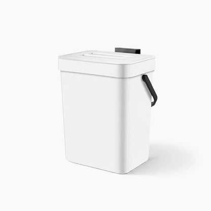 Poubelle compacte salle de bain blanc brillant, installation murale
