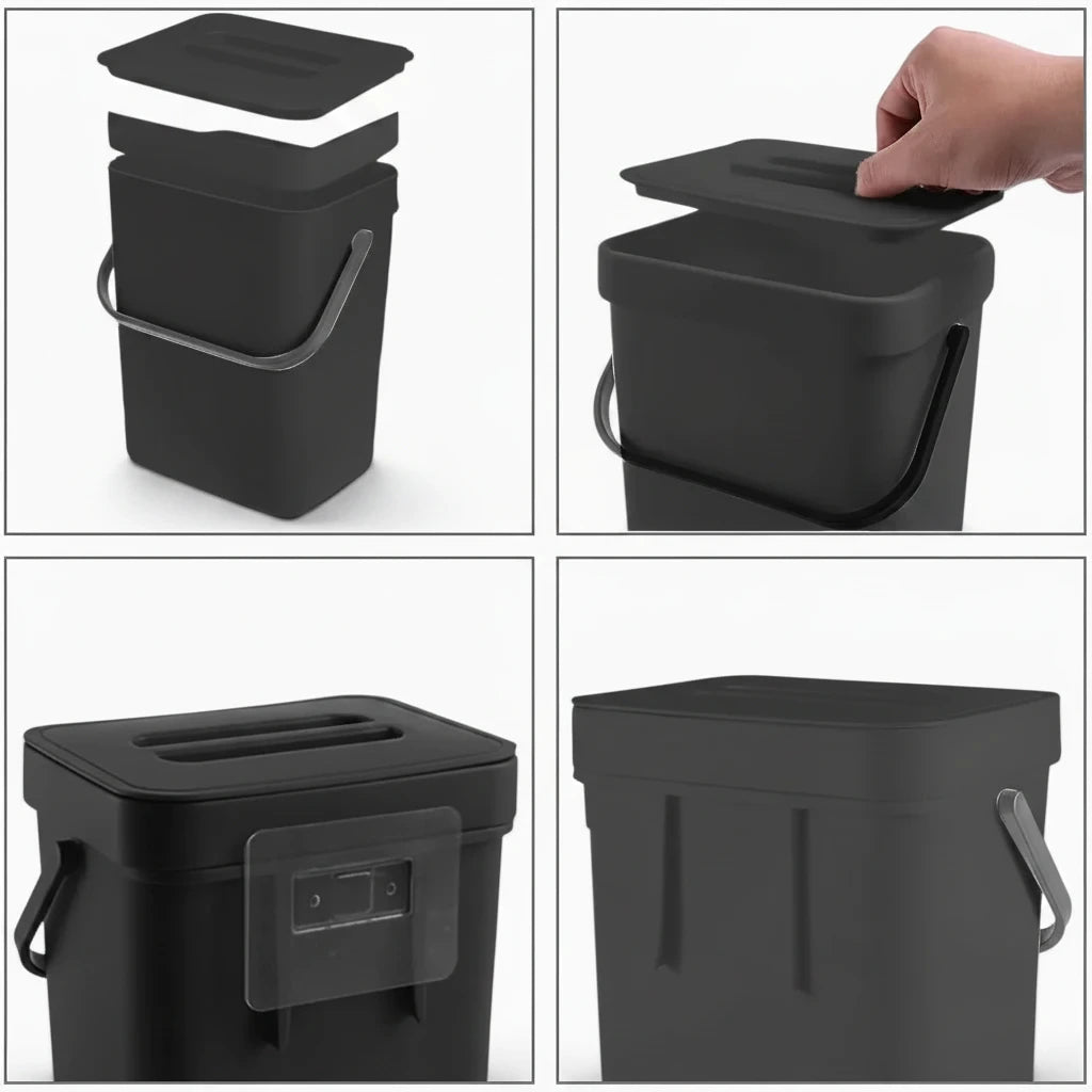 Poubelle de salle de bain compacte blanc, rangement sous meuble