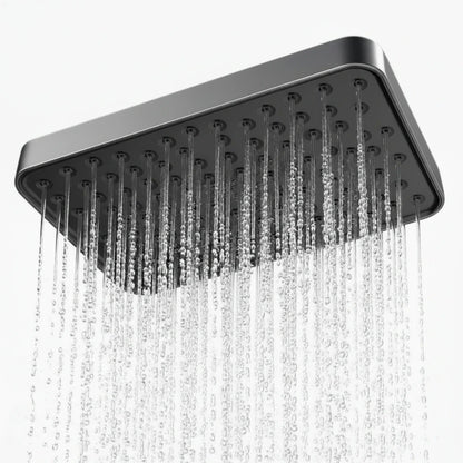 Pommeau de douche carré 30 cm fixé au plafond avec jet abondant et régulier