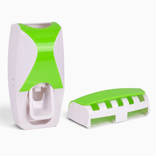 Porte brosse à dent mural blanc avec distributeur de dentifrice intégré et tasse