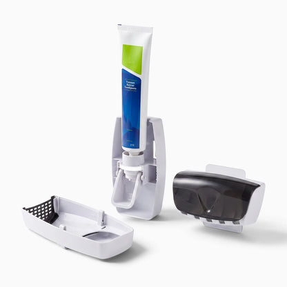Accessoire mural pour salle de bain avec logements brosse et tube dentifrice