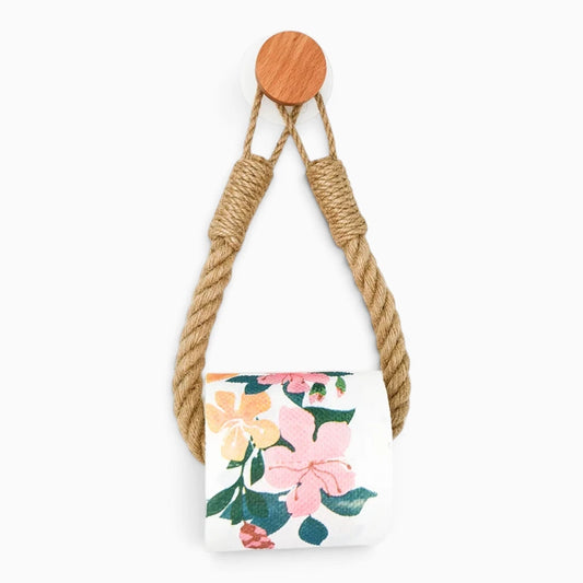 Porte papier toilette corde tressée en chanvre, montage mural sans perçage