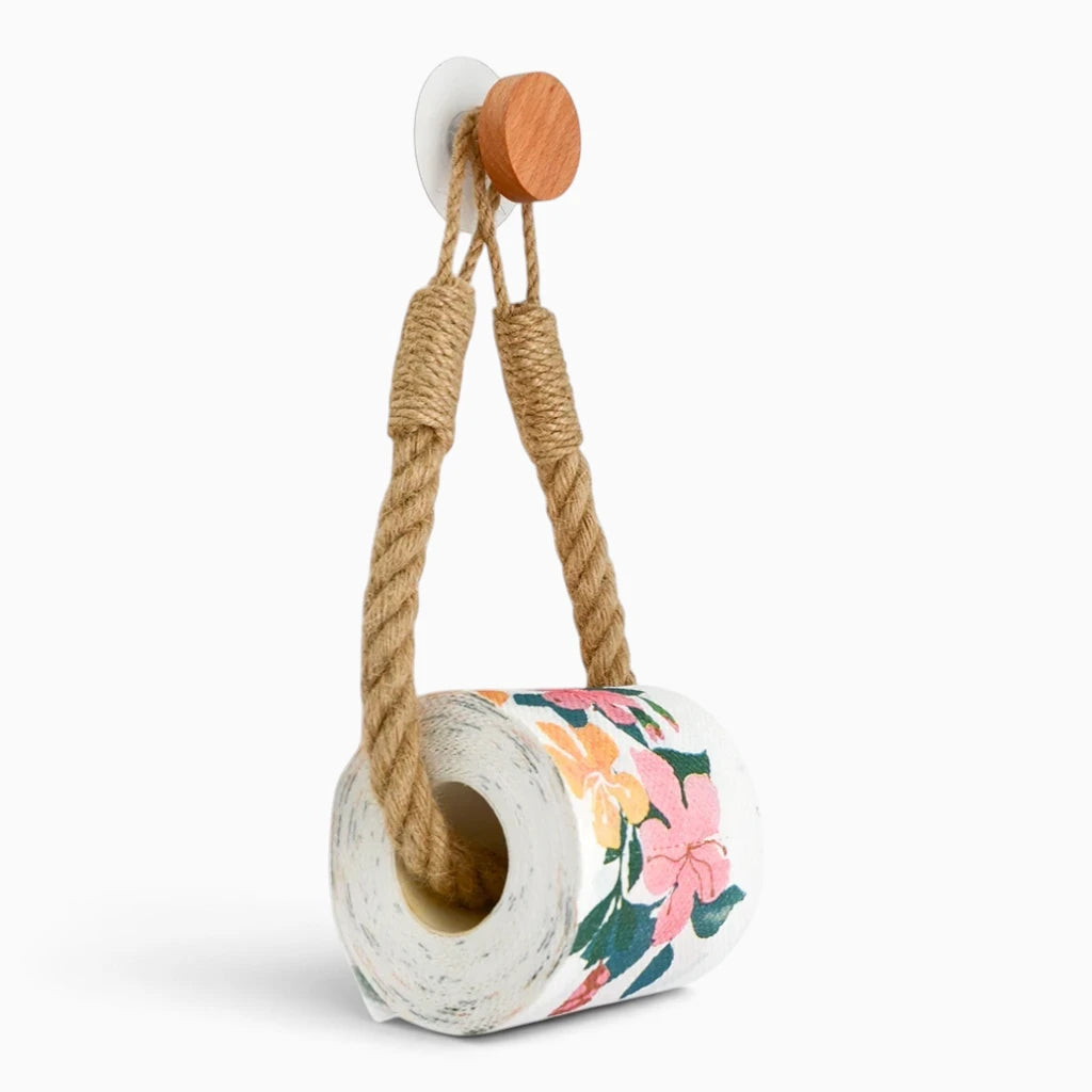 Accessoire salle de bains corde chanvre, rangement papier toilette compact