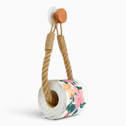Accessoire salle de bains corde chanvre, rangement papier toilette compact
