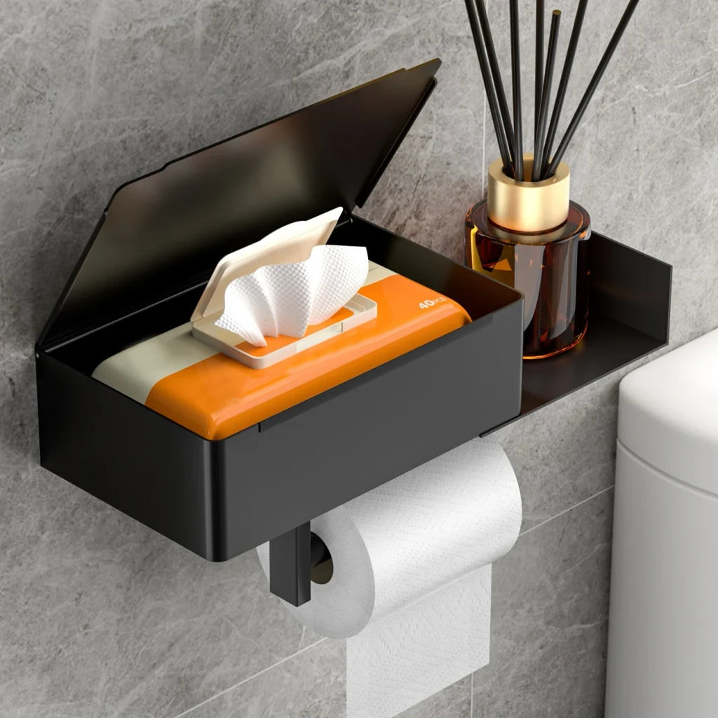 Porte papier toilette mural original installé dans une salle de bain