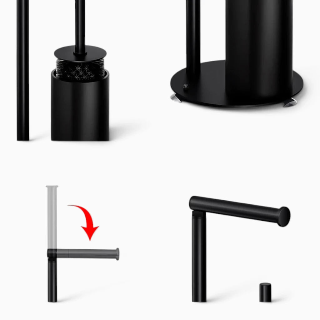Porte papier toilette original sur pied structure stable noire