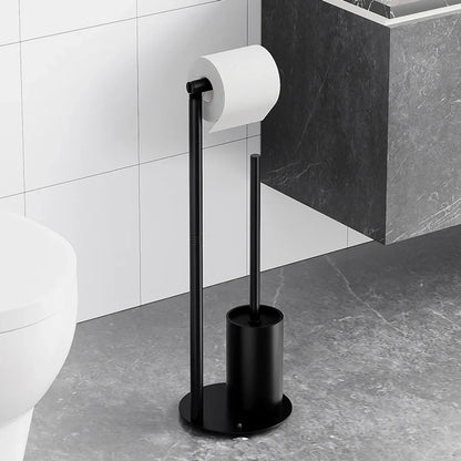 Porte papier toilette original sur pied installé dans une salle de bain