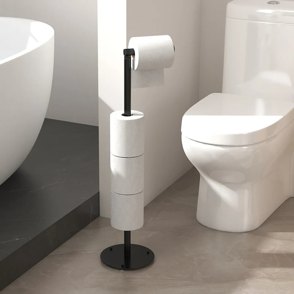 Porte papier toilette original sur pied en situation dans la salle de bain