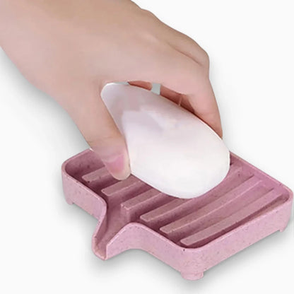 Barre de douche porte savon en teinte neutre avec fentes d'évacuation