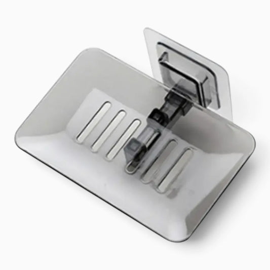Porte-savon douche sans perçage à fixation adhésive sur carrelage blanc