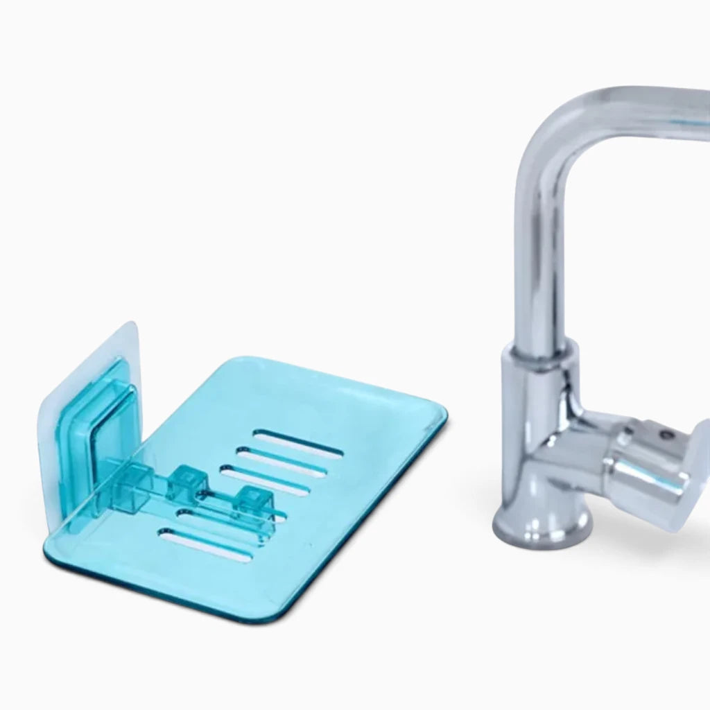 Porte savon douche sans percage noir avec barre de drainage intégrée